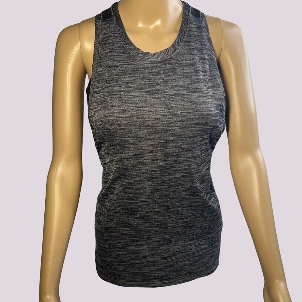 Lululemon Work the Circuit Tank Heather Black Gray Racerback Built Size 6